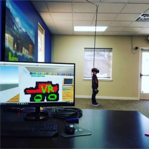 Child in VR classroom