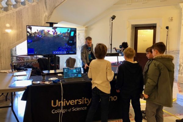 One of the University of Idaho booths using VR.